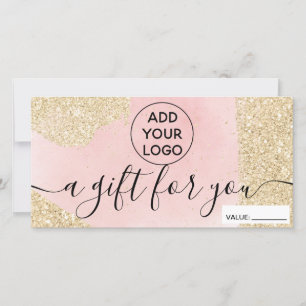 Carte Parties scintillant d'or moderne rose logo certifi