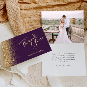Carte Parties scintillant d'or photo Mariage violet Merc