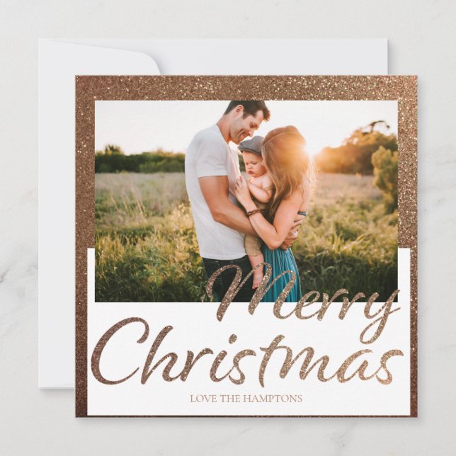 Carte Parties scintillant d'or - photo Merry Christmas C (Devant)