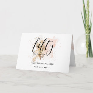 Carte Parties scintillant d'or rose moderne fille 50e an