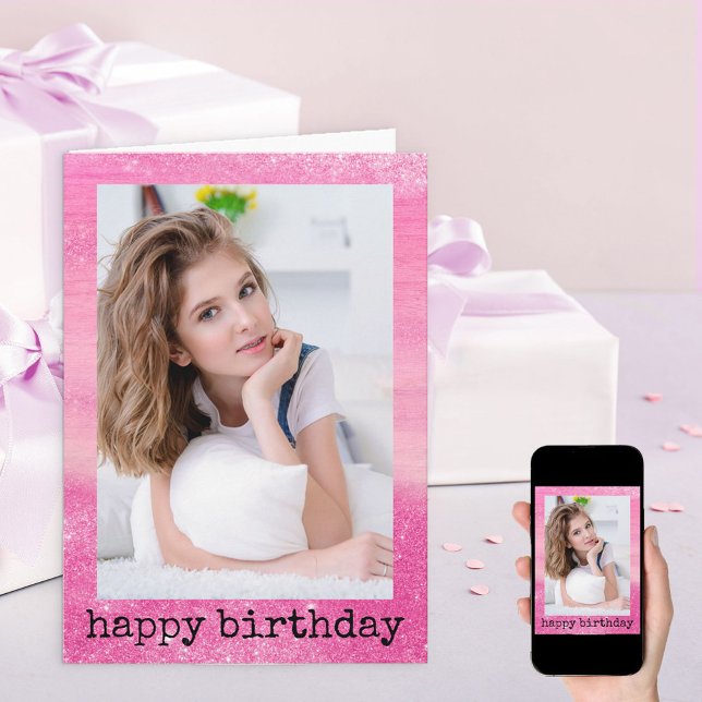 Carte Parties scintillant Dust Ombre Sparkle Pink Photo  (Créateur téléchargé)