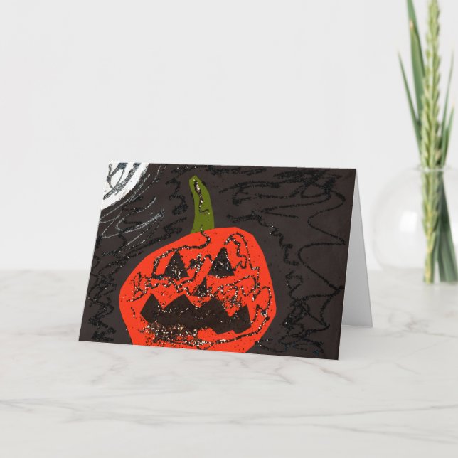 Carte Parties scintillant effrayante Jack o' Lantern (Devant)