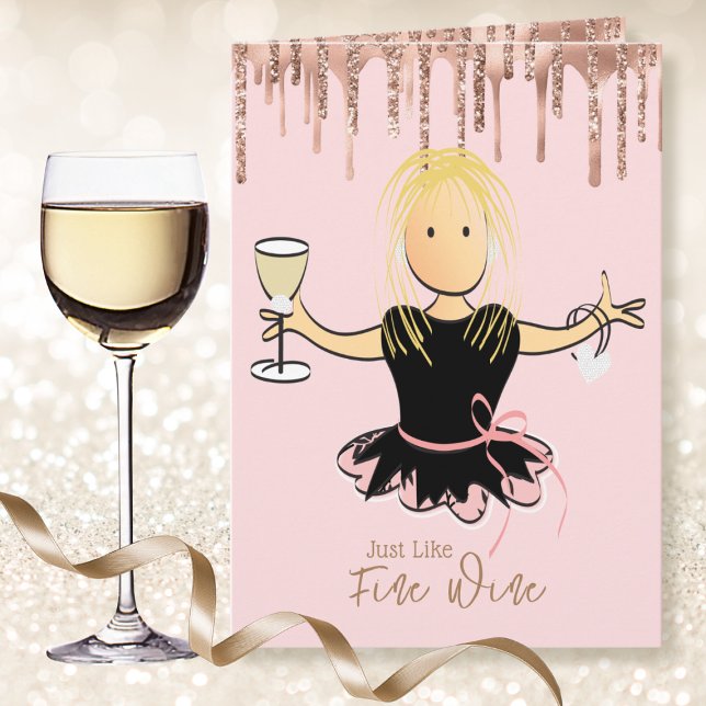 Carte Parties scintillant Élégante Fun Vin Girlie Annive (Créateur téléchargé)