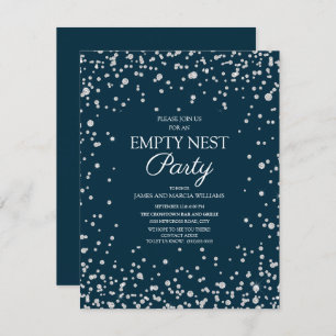 Carte Parties scintillant en argent bleu marine