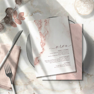 Carte Parties scintillant en marbre moderne Mariage Rose
