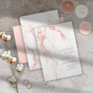 Carte Parties scintillant en marbre moderne Mariage Rose