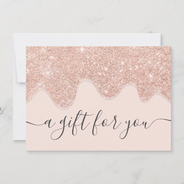Carte Parties scintillant en or Blush rose  gouttes cade (Devant)