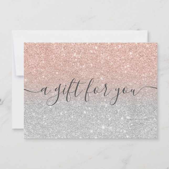 Carte parties scintillant en or rose argent ombre cadeau (Devant)