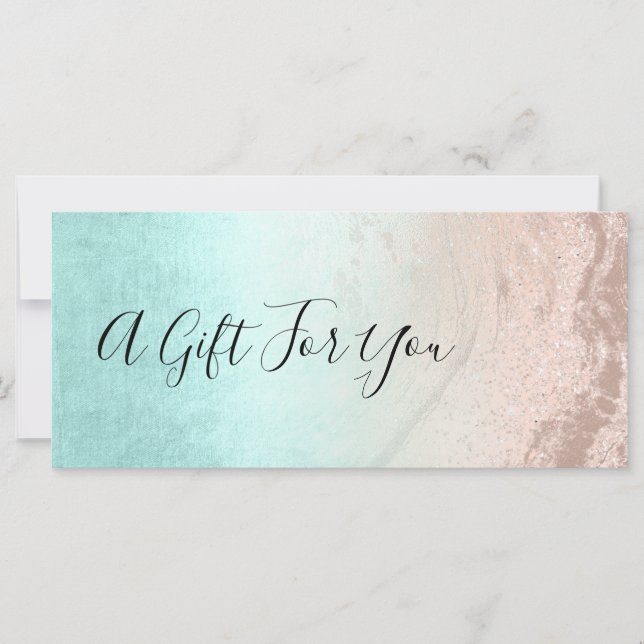 Carte Parties scintillant en or rose cuivre et maquillag (Devant)