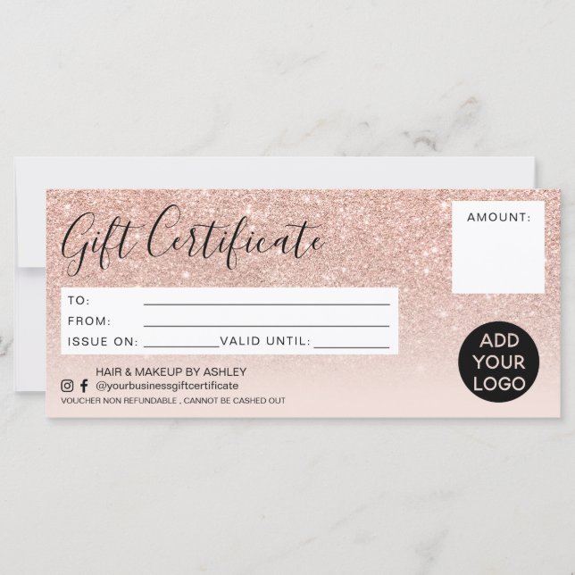 Carte parties scintillant en or rose noir  cadeau noir l (Devant)