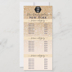 Carte Parties scintillant en or rose Ombre Logo Salon Pr