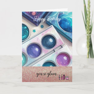 Carte Parties scintillant et maquillage de glam Annivers
