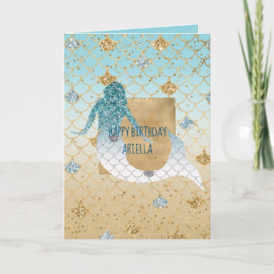 Carte Parties scintillant étincelante Vermaid bleu or