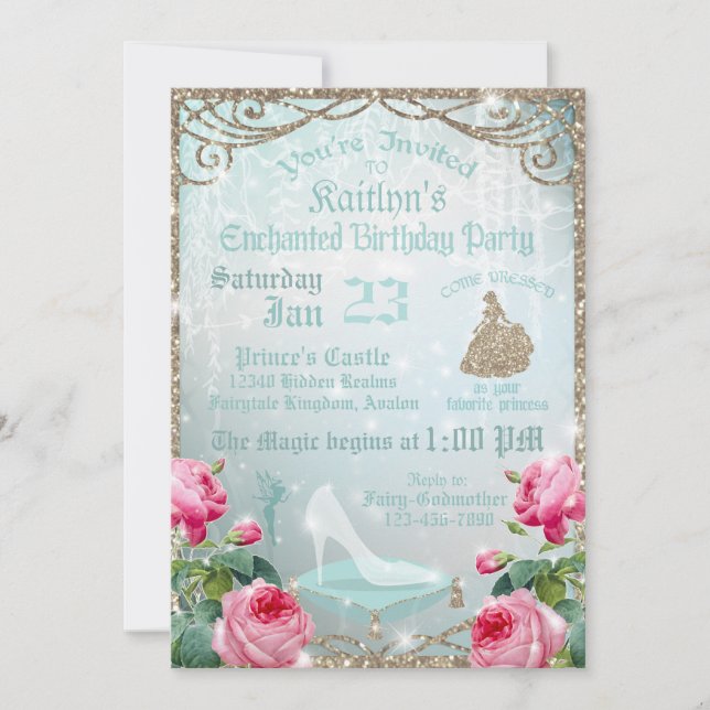 Carte Parties scintillant étincelle Cendrillon en verre  (Devant)