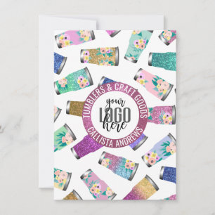 Carte Parties scintillant florale rose Turquoise Instruc