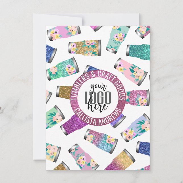 Carte Parties scintillant florale rose Turquoise Instruc (Devant)