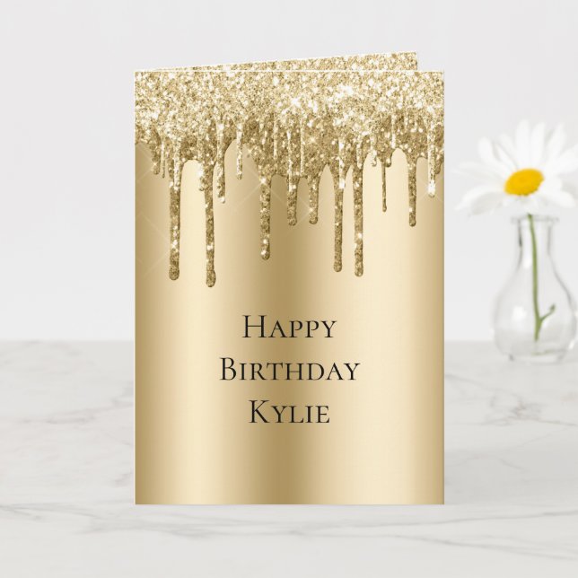 Carte Parties scintillant Glitzy Gold Sparkle Drithday (Petite plante)