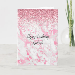 Carte Parties scintillant Marbre blanc rose        