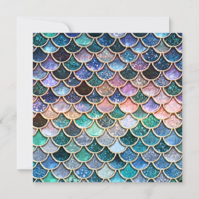 Carte Parties scintillant multicolore de luxe Mermaid (Devant)