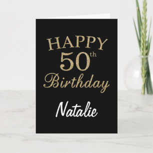 Carte Parties scintillant Noir et Or 50e Anniversaire Ca
