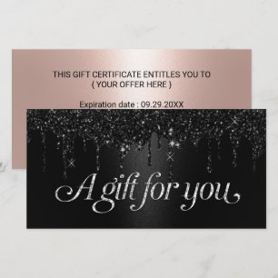 Carte Parties scintillant noires Certificats-cadeaux Sal