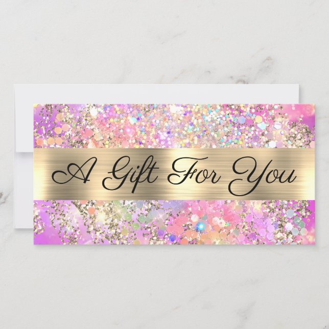 Carte Parties scintillant opale rose certificat cadeau (Devant)