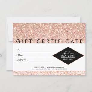 Carte Parties scintillant or rose et certificat cadeau g