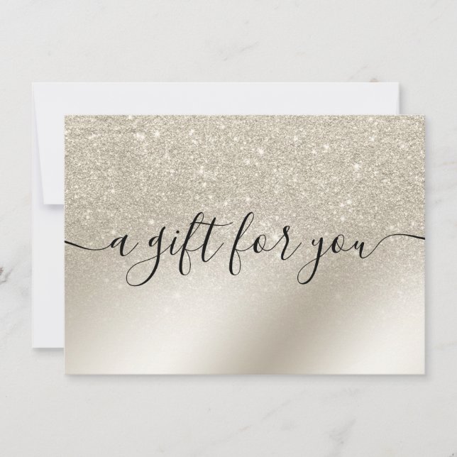 Carte parties scintillant perle ivoire ombre cadeau cert (Devant)