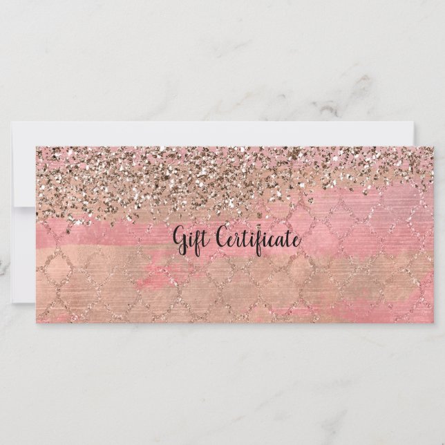 Carte Parties scintillant Rose Blush Marocain Glam Certi (Devant)