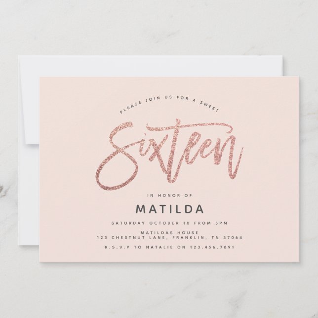 Carte parties scintillant rose en or girly photo douce 1 (Devant)