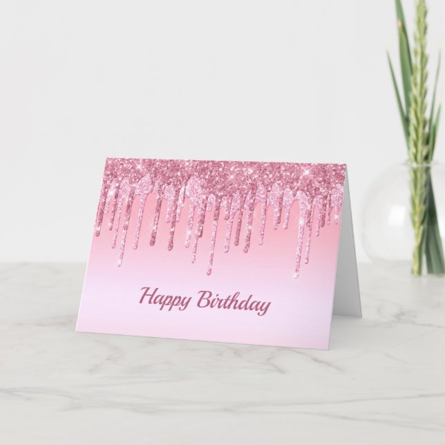 Carte Parties scintillant rose moderne gouttes graphique (Devant)
