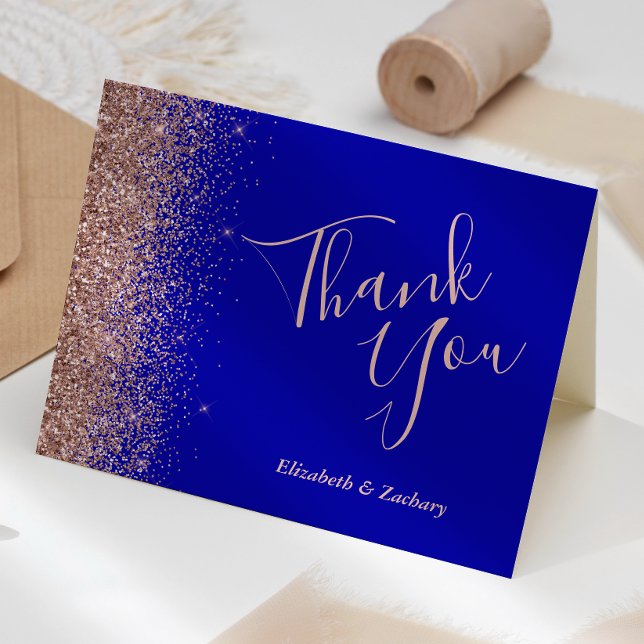 Carte Parties scintillant rose or Royal Blue Mariage Mer (Créateur téléchargé)