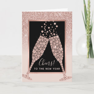 Carte Parties scintillant rose pâle Champagne Toit Nouve