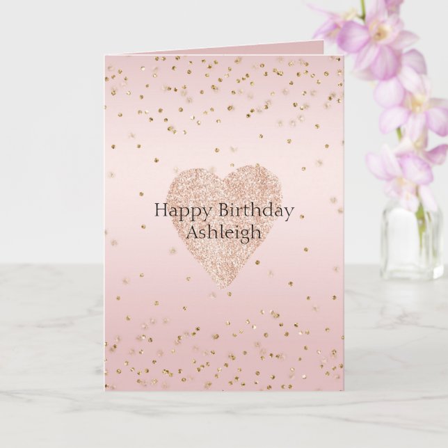 Carte Parties scintillant rose pâle Love Gold Confetti C (Orchidée)