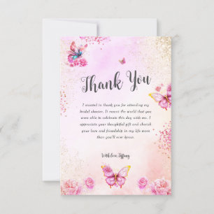 Carte Parties scintillant rose Papillons Fête des mariée
