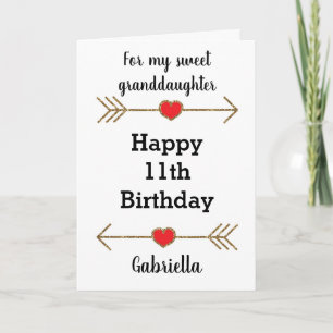 Carte Parties scintillant rouge et or 11e anniversaire p