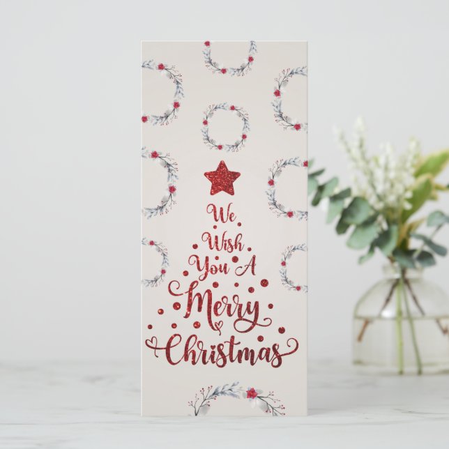 Carte Parties scintillant Rouge Nous Vous Souhaitons Joy (Debout devant)