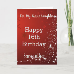 Carte Parties scintillant rouges Bonne 16ème anniversair
