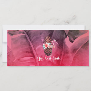 Carte Parties scintillant tropicale rose Certificat cade