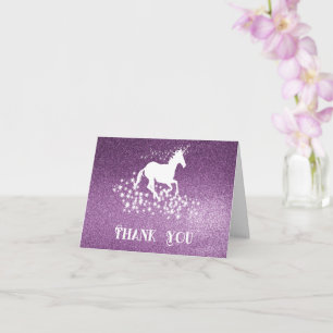 Carte Parties scintillant Unicorn et étoiles Merci   Car