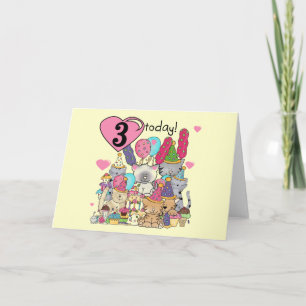 Carte Party Kittens 3e anniversaire Tshirts et cadeaux