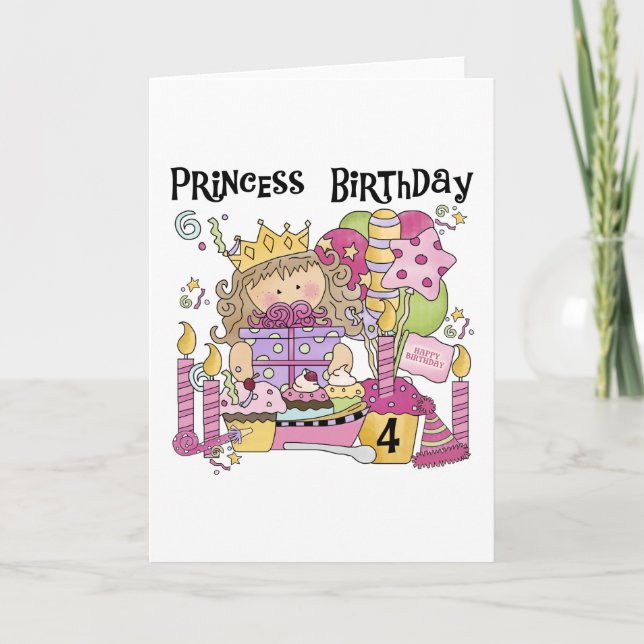 Carte Party Princess 4th Birthday Tshirts et cadeaux (Devant)