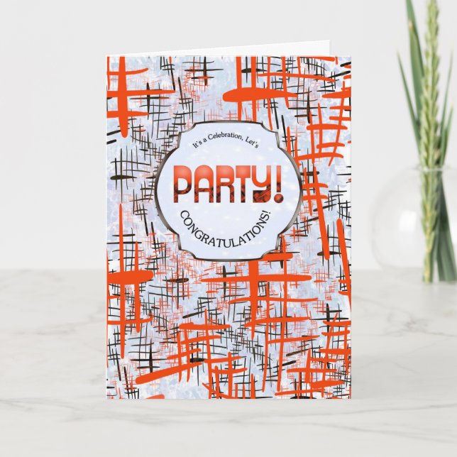 Carte Party! Retro Modern Congratulations Card (Devant)