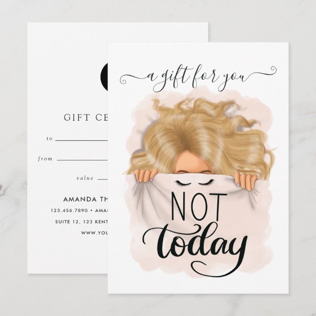 Carte Pas aujourd'hui drôle Blonde Dormir (Devant / Derrière)