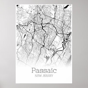 Carte Passaic - New Jersey - Poster de la carte de