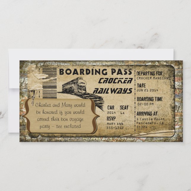 Carte Passe vintage d'embarquement (Devant)