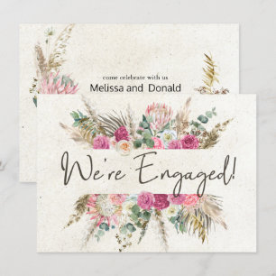 Carte Pastel Boho Neutre Floral Élégant Fiançailles