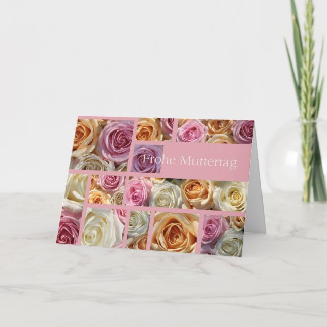 Carte pastel du jour de la mère allemande collage rose (Devant)