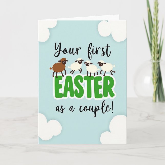 Carte Pastel Easter Sheep Couple Card (Devant)