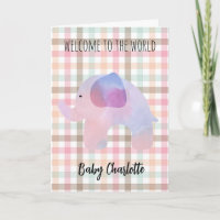Pastel En vichy Elephant Welcome Baby Girl